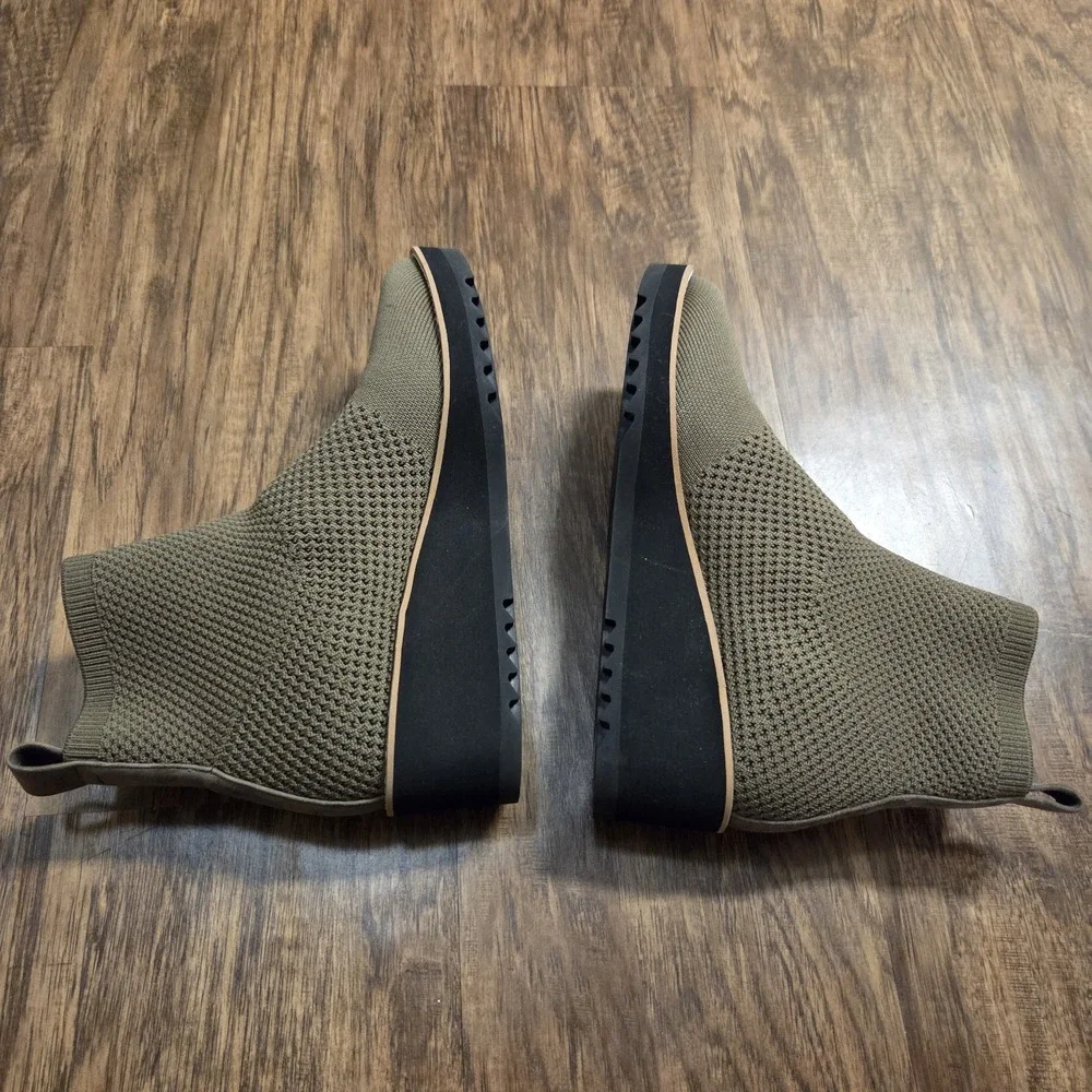Eileen Fisher London Bootie Womens 7 Graphite Stretch Fabric Wedge Snow Winter